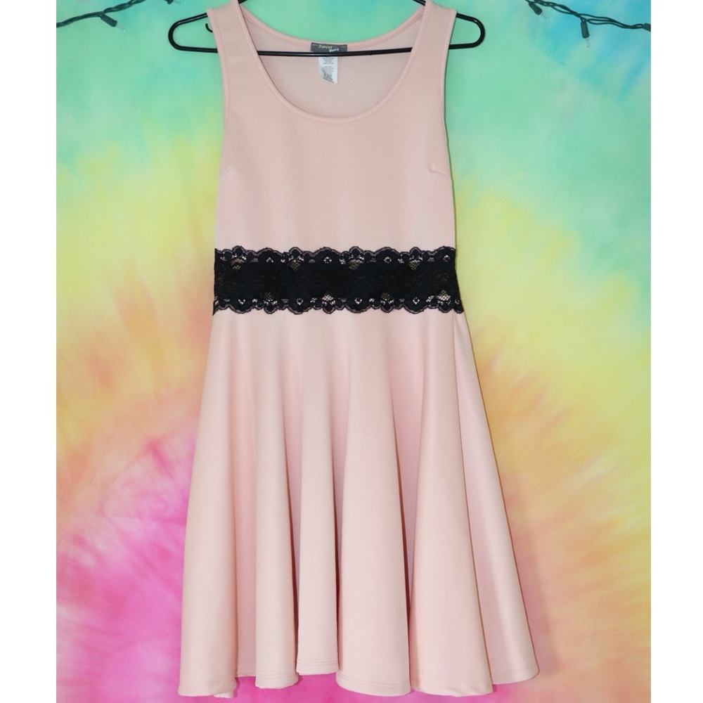 Pastel Pink Dress w/ Black Lace